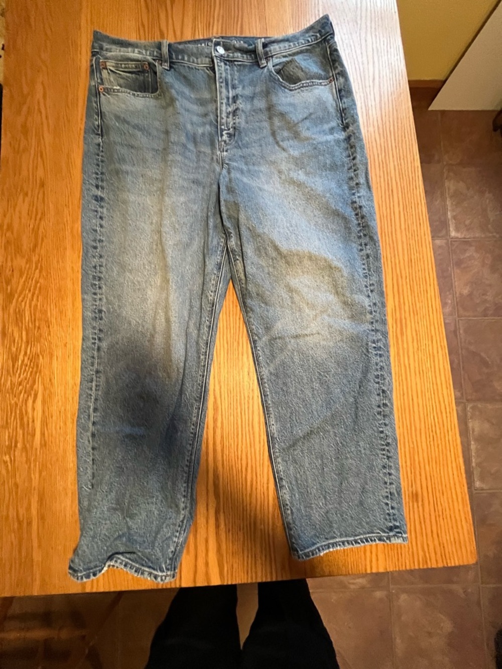American Eagle Outfitters Jeans Women's 18 Blue Denim Straight Ankle High-Rise